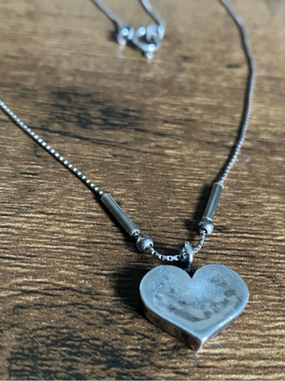Vintage DIDAE 925 Sterling Silver HAMMERED HEART Necklace